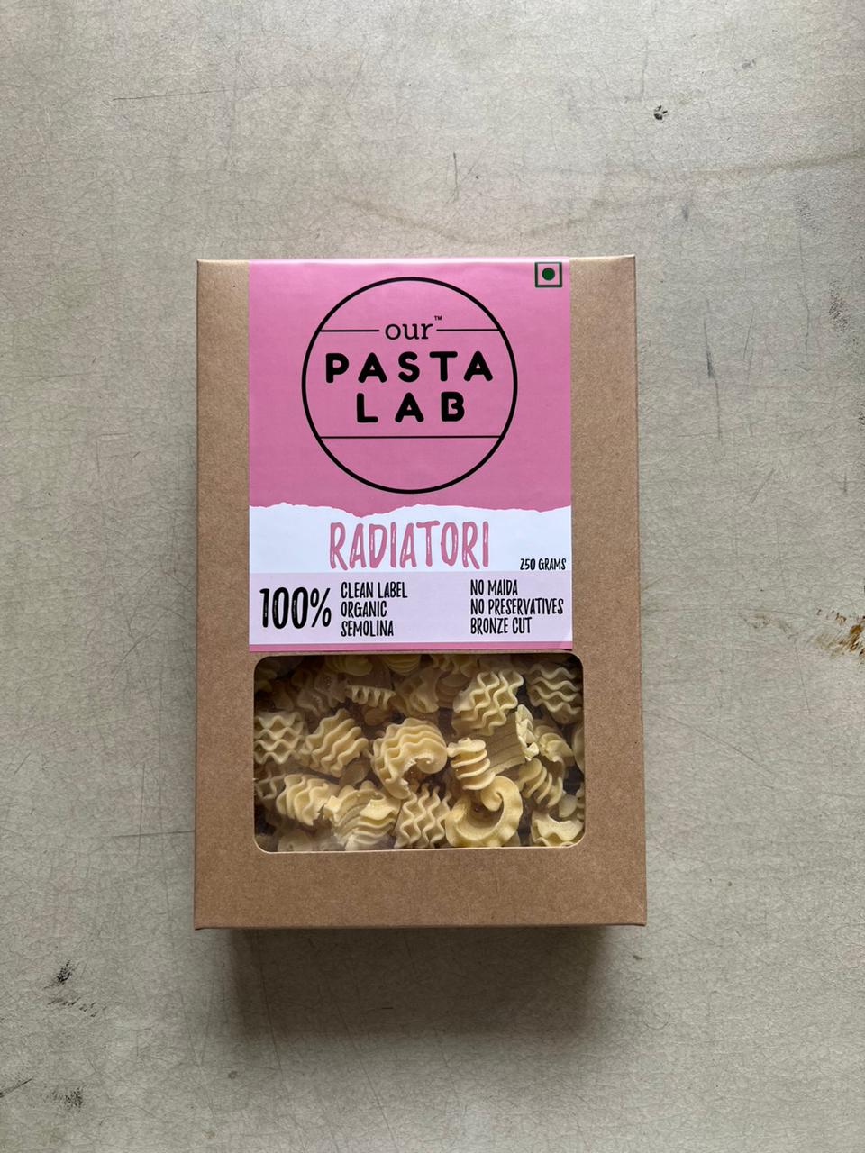 Pasta | Eggfree Semolina Radiatori (Semolina &amp;amp; Turmeric) - No Refined Flour - Our Pasta Lab - 250gm