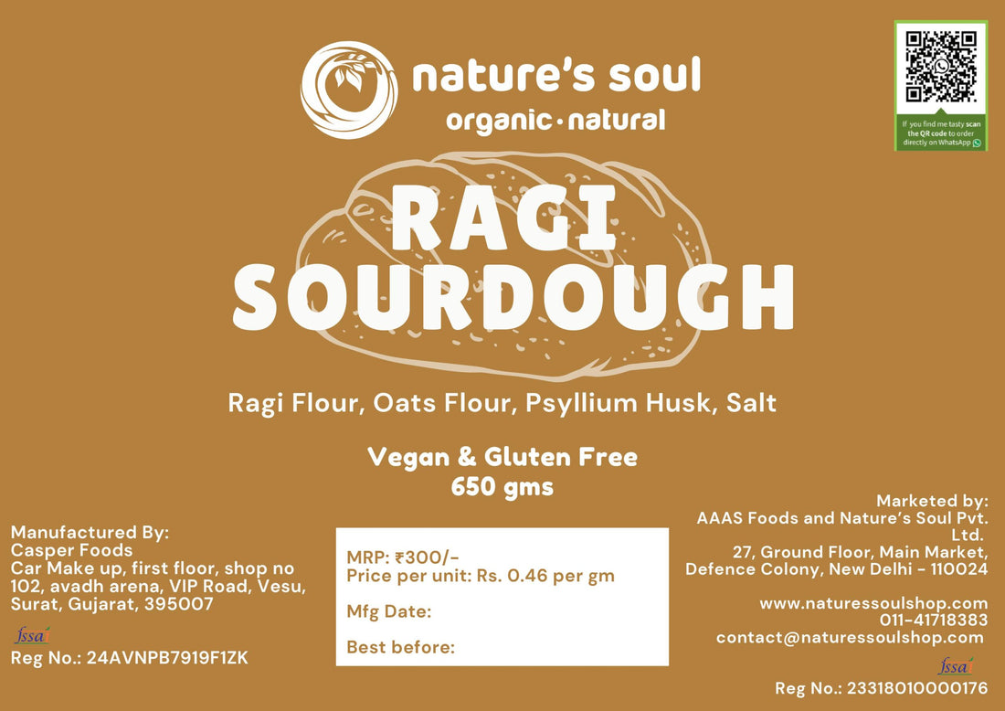 Bread | Ragi Sourdough Bread - Vegan, Gluten Free, No Bread Improver, Emulsifiers, Stabiliser, No Preservatives & No Flavour Enhancer Or No Refined Sugar – Nature’s Soul – 650gm
