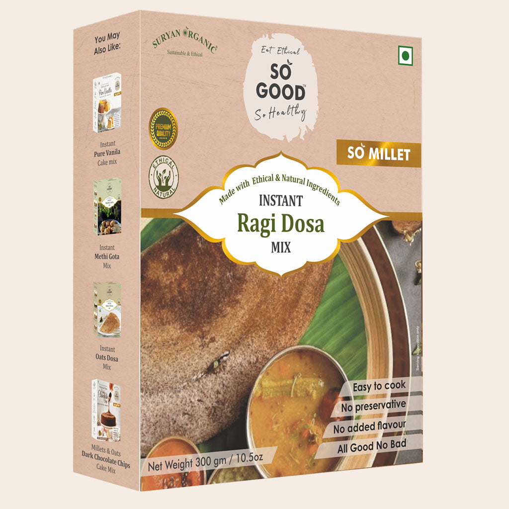Dosa Mix | Instant Ragi Dosa Mix - Made With Natural Ingredients - Gluten Free, No Added Flavor &amp; No Added Preservatives - SOSE - 300gm