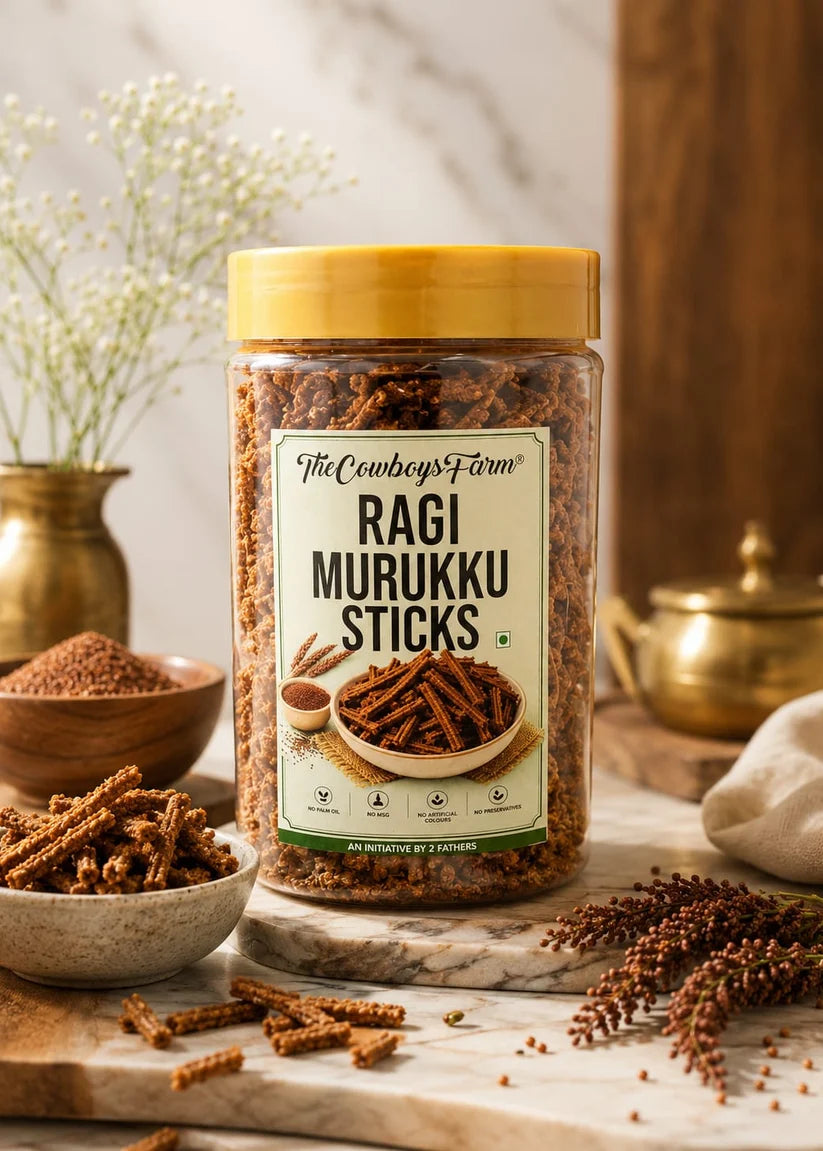 Murukku Sticks | Ragi Murukku Sticks - Schezwan- Made with Ragi, Rice Flour &amp;amp; Urad Dal  – No Palm Oil ,No Added Ajwain ,No Preservative Free &amp; Chemical Free – The Cow Boys Farm – 170 gm