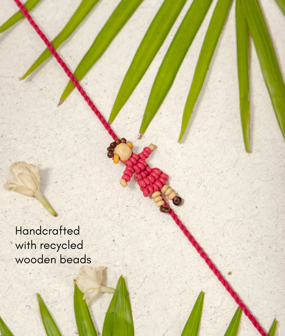 Rakhi | Disco Deewane - Girl Rakhi (Made From Cotton, Jute, Wooden beads & With Pressed Flower Petals) – Handcrafted – Eco Friendly – Nature’s Soul - Single Piece