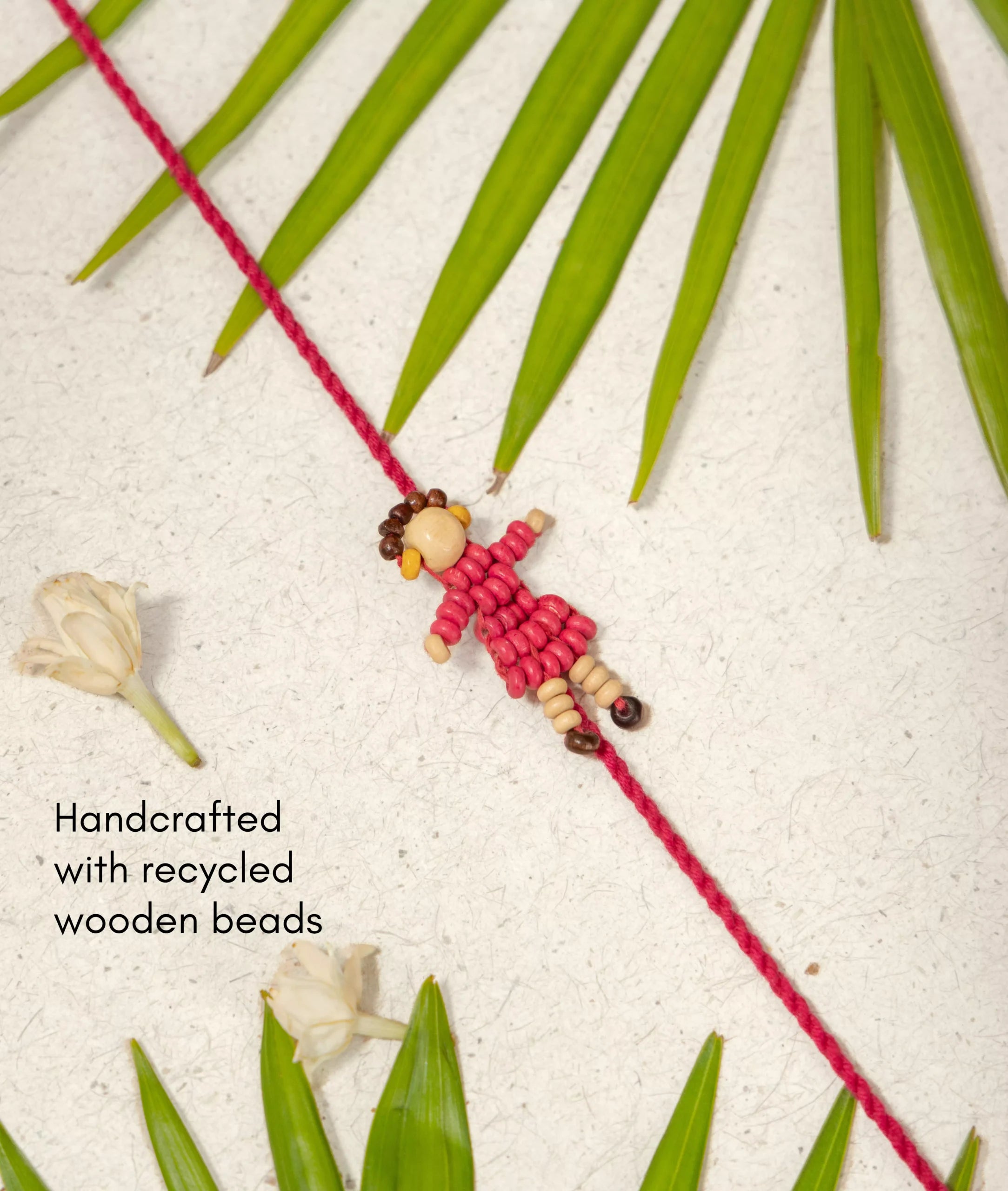 Rakhi | Disco Deewane - Girl Rakhi (Made From Cotton, Jute, Wooden beads &amp; With Pressed Flower Petals) – Handcrafted – Eco Friendly – Nature’s Soul - Single Piece