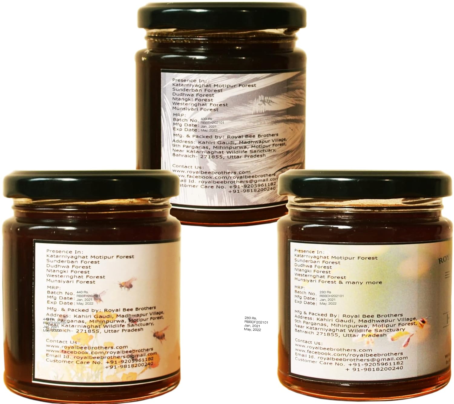 Honey | Raktbeej Forest Honey - No Added Adulteration, Sugar, Corn Syrup &amp;amp; No Added Artificial Additives, Coloring Agents Or Preservatives - ROYAL BEE BROTHERS - 250gm