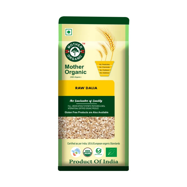 Wheat Dalia (Raw) -USDA Organic - Gluten Free-No preservatives - Mother Organic - 500gm