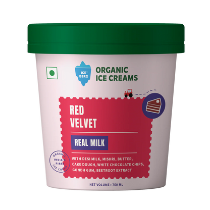 Ice Cream |Red Velvet Ice Cream (Made From Real Milk, Gondh Gum, Organic Butter, Red Velvet) - Churned with authentic &amp; Real Ingredients - Iceberg Organic Ice Cream - 750ml