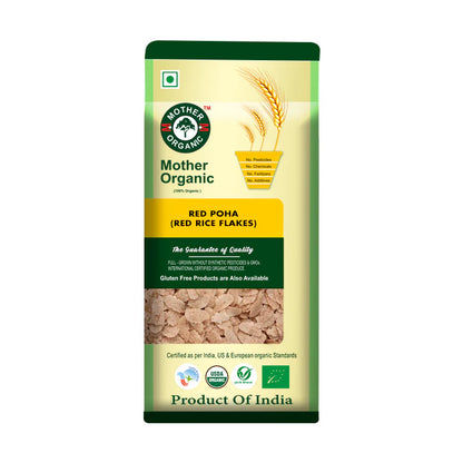 Poha | Red Poha - USDA Oragnic -100% Organic-No Pesticides, Chemicals &amp; Fertilzers- Mother Organic - 500gm