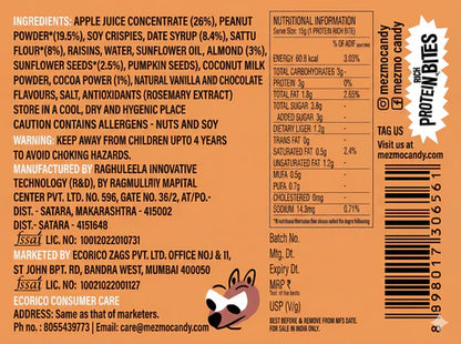 Protein Bar | Protein Rich Bite - Sweetened with Apple Juice &amp; Date Syrup - Mezmo - 15gm