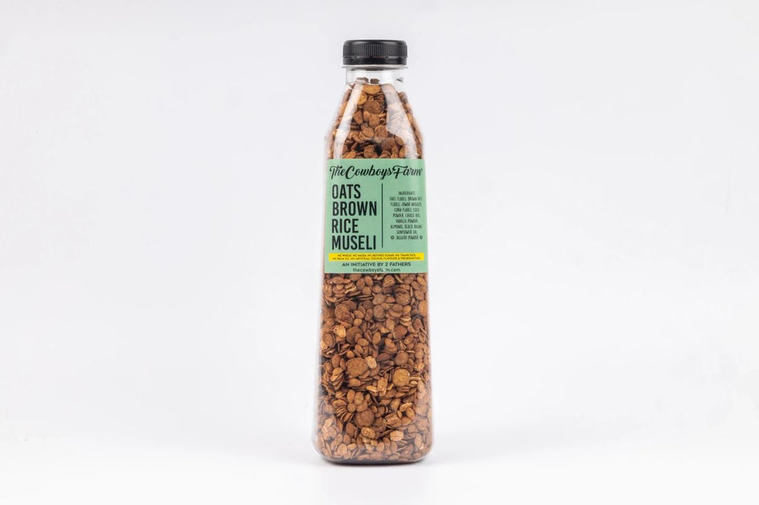 Muesli | (Oats Brown Rice) - No Wheat, Maida, Refined Sugar, Trans Fat, Palm Oil, No Artificial Color, Flavor & Preservatives – The Cow boys Farm – 400gm