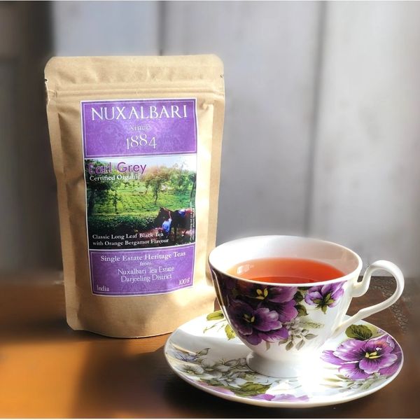 Tea | Earl Grey - Classic Long Leaf Black Tea (With Refreshing Aroma Of Orange Bergamot) - USDA Organic - Nuxalbari - 100gm