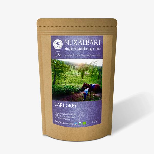 Tea | Earl Grey - Classic Long Leaf Black Tea (With Refreshing Aroma Of Orange Bergamot) - USDA Organic - Nuxalbari - 100gm