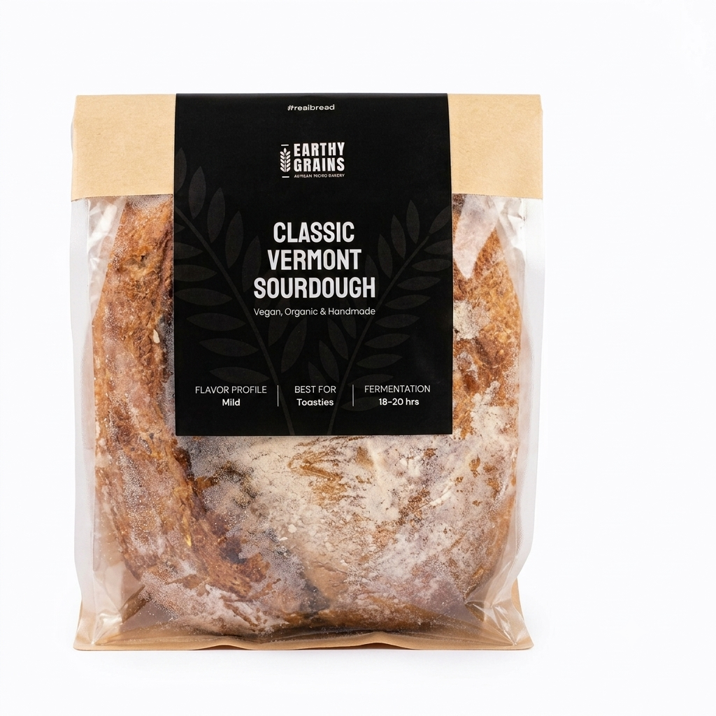 Bread | Classic Vermont Sourdough-Vegan, Organic &amp; Handmade - Earthy Grains - 600gm