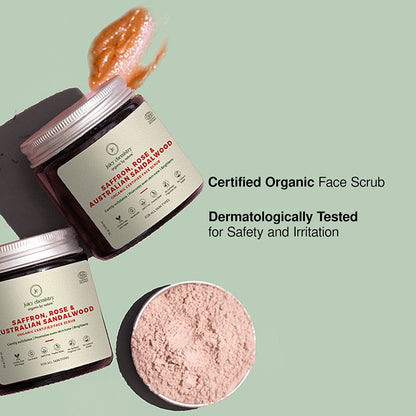 Saffron, Rose &amp; Australian Sandalwood Organic Face Scrub - Juicy Chemistry - 75gm