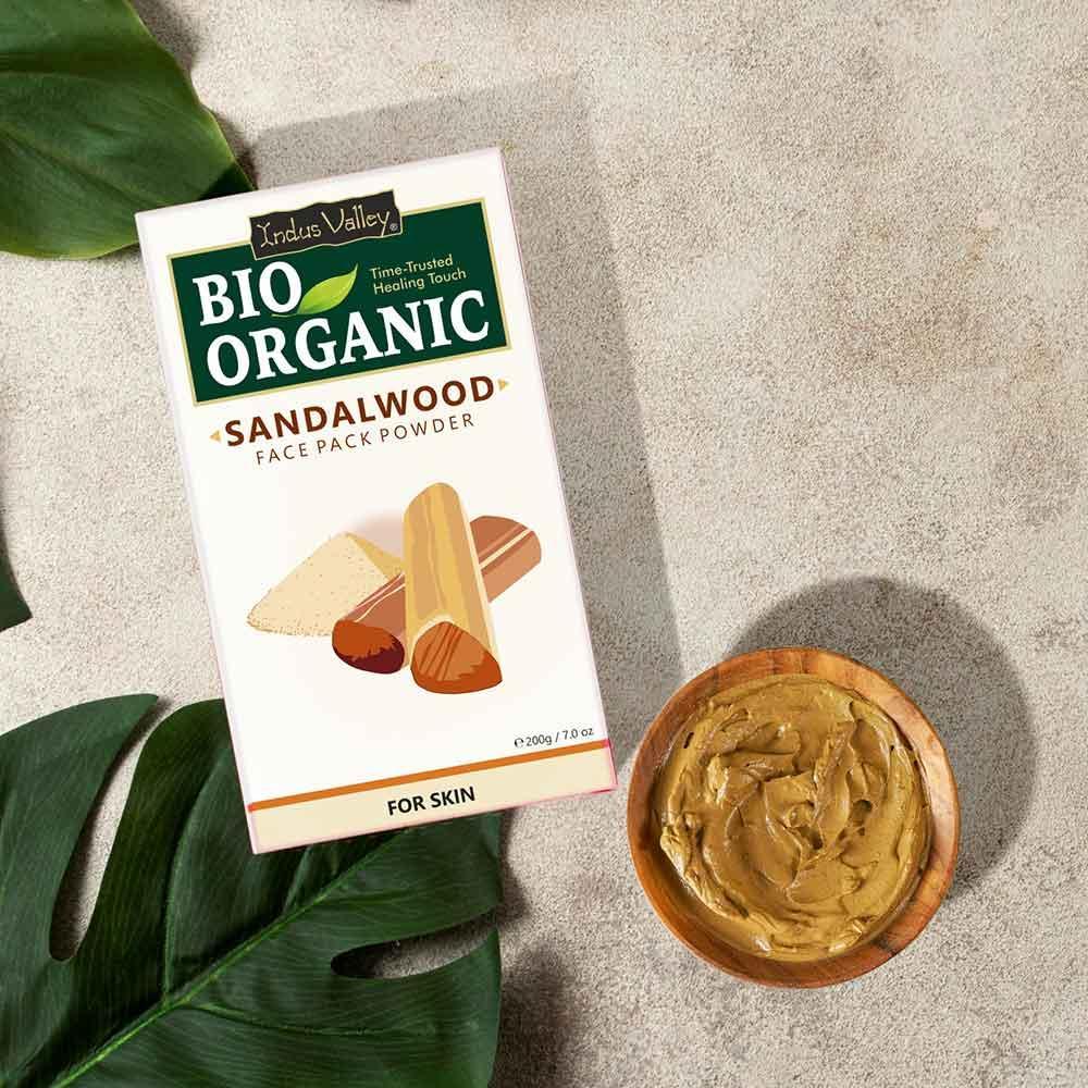 Face Pack | Sandalwood Face Pack Powder - For Face &amp;amp; Skin - USDA Organic - Vegan &amp;amp; No Added Chemicals - Indus Valley – 200gm