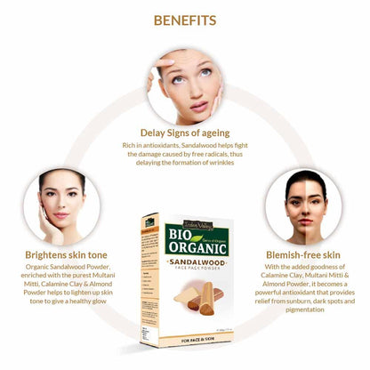 Face Pack | Sandalwood Face Pack Powder - For Face &amp;amp; Skin - USDA Organic - Vegan &amp;amp; No Added Chemicals - Indus Valley – 200gm