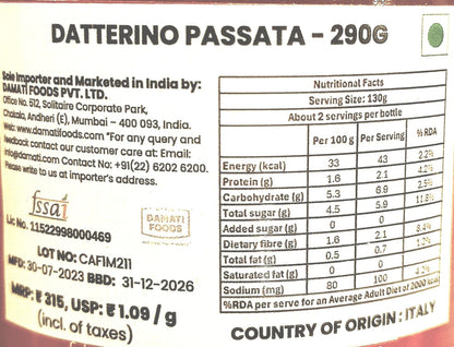 Puree | Datterino Tomato Puree - Italy - No Flavor &amp; No Added Preservatives -  Rosso Gargano - 290gm