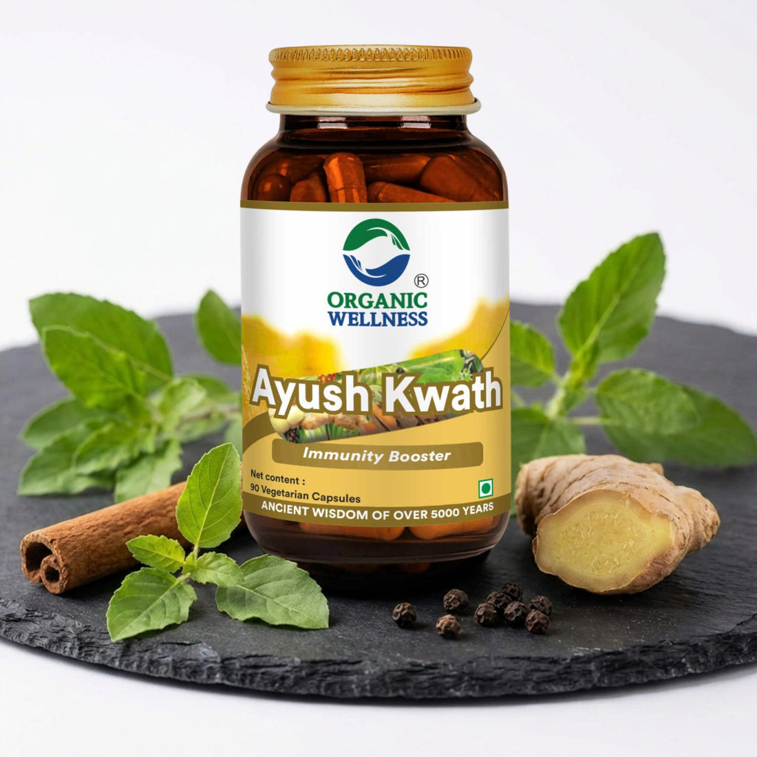 Ayush Kwath (Immunity Boost) -No Artificial Additives- Organic Wellness - 90 Vegetarian Capsules