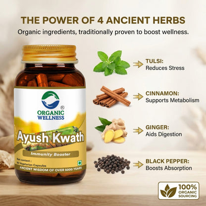 Ayush Kwath (Immunity Boost) -No Artificial Additives- Organic Wellness - 90 Vegetarian Capsules