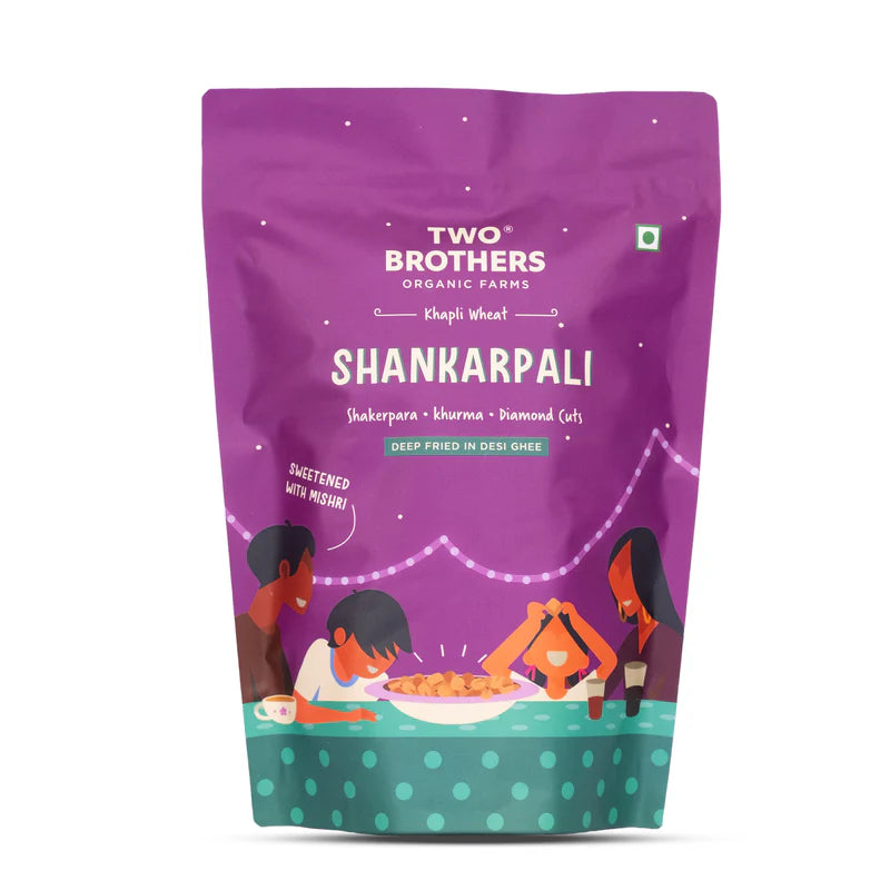 Shankarpali | Made With Khapli Wheat (Sweetened With Mishri) – Deep Fried In Desi Ghee – Shakerpara – Khurma – Dialmond Cuts – No Additives, Binders, Fillers &amp; No Added Preservatives – Two Brothers – 250gm