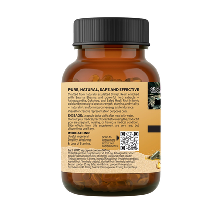 Shilajit Advance -Pure Shilajit 100% Pant Based - 75% Fulvic Acid -For Strength, Stamina, Energy &amp; Vitality- Herbo Mineral - No Additives, Fillers &amp; Preservatives Free - Organic India -60 Capsules