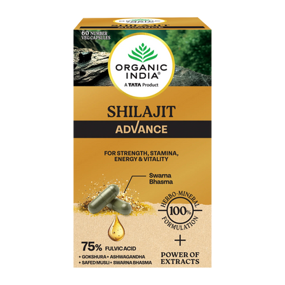 Shilajit Advance -Pure Shilajit 100% Pant Based - 75% Fulvic Acid -For Strength, Stamina, Energy &amp; Vitality- Herbo Mineral - No Additives, Fillers &amp; Preservatives Free - Organic India -60 Capsules