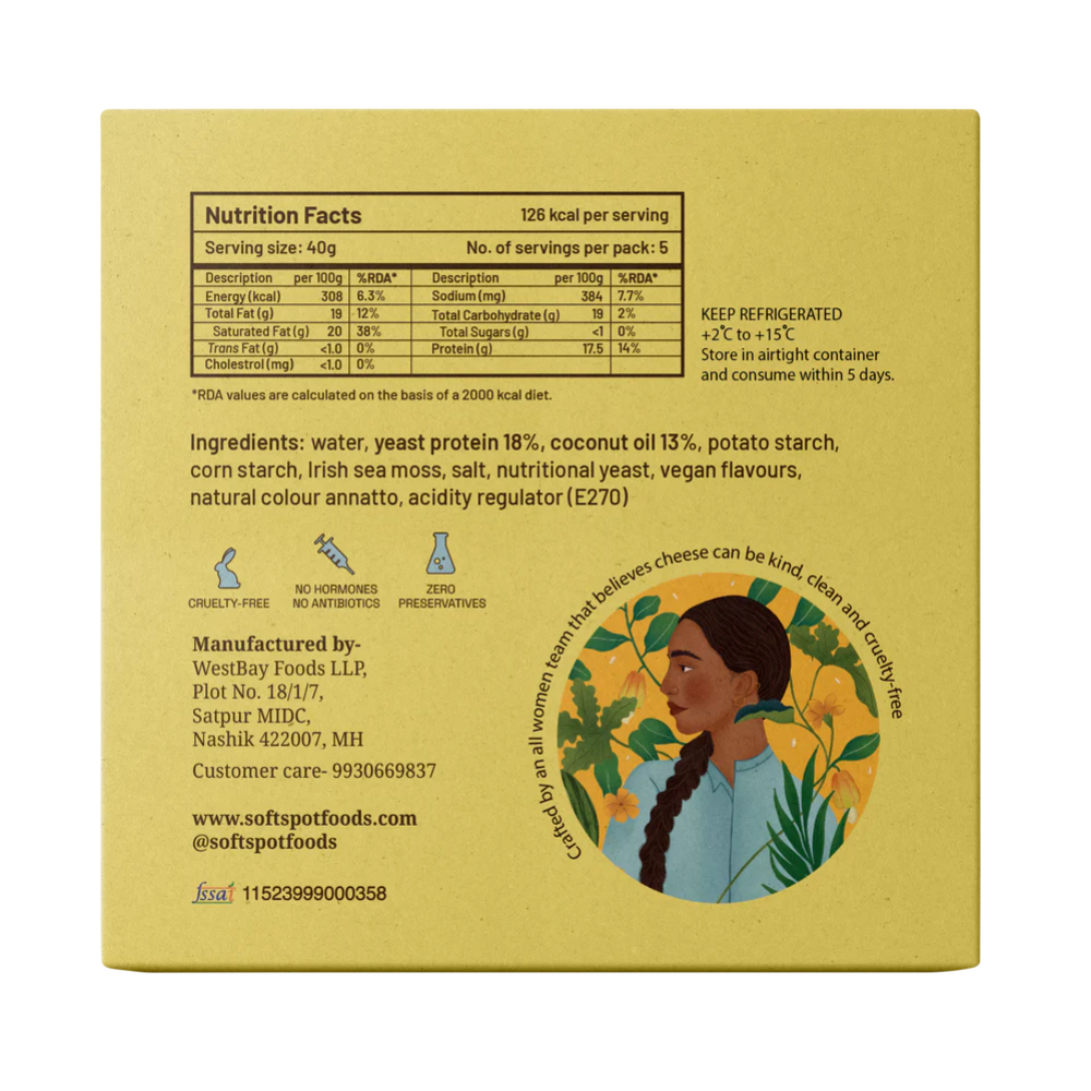 Vegan Mozzarella Cheese | Pasteurized - Grates &amp;amp; Melts – Gluten Free, Dairy Free &amp;amp; Lactose Free – Soft Spot Foods – 200gm