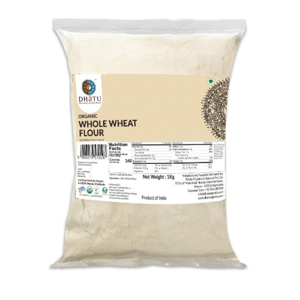 Wheat Flour | Organic Whole Wheat Flour - Dhatu Organic - 1kg