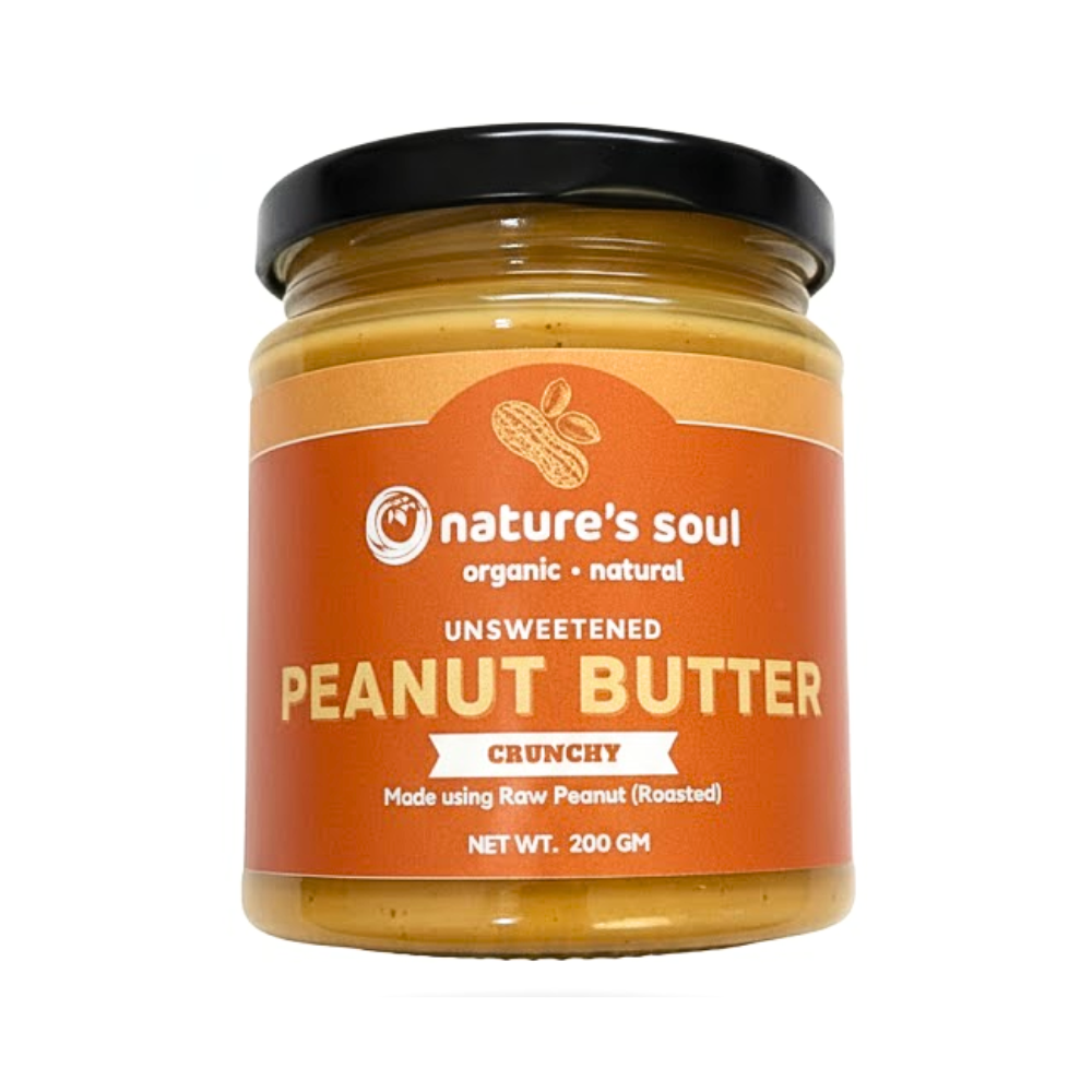Peanut Butter | Smooth – Unsweetened – Vegan – No Preservatives, No Palm Oil, No Artificial Flavour, Non GMO Peanuts – Nature’s Soul –200gm