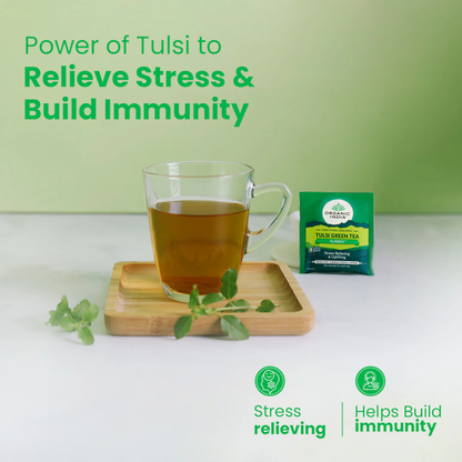Tulsi Green Tea - Classic – Certified Organic - Stress Relieving &amp; Uplifting - Organic India-50 Tea Bag