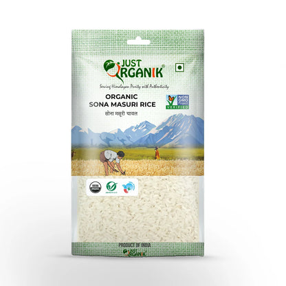 Rice | Sona Masoori Rice - USDA Organic - Just Organik - 5000gm