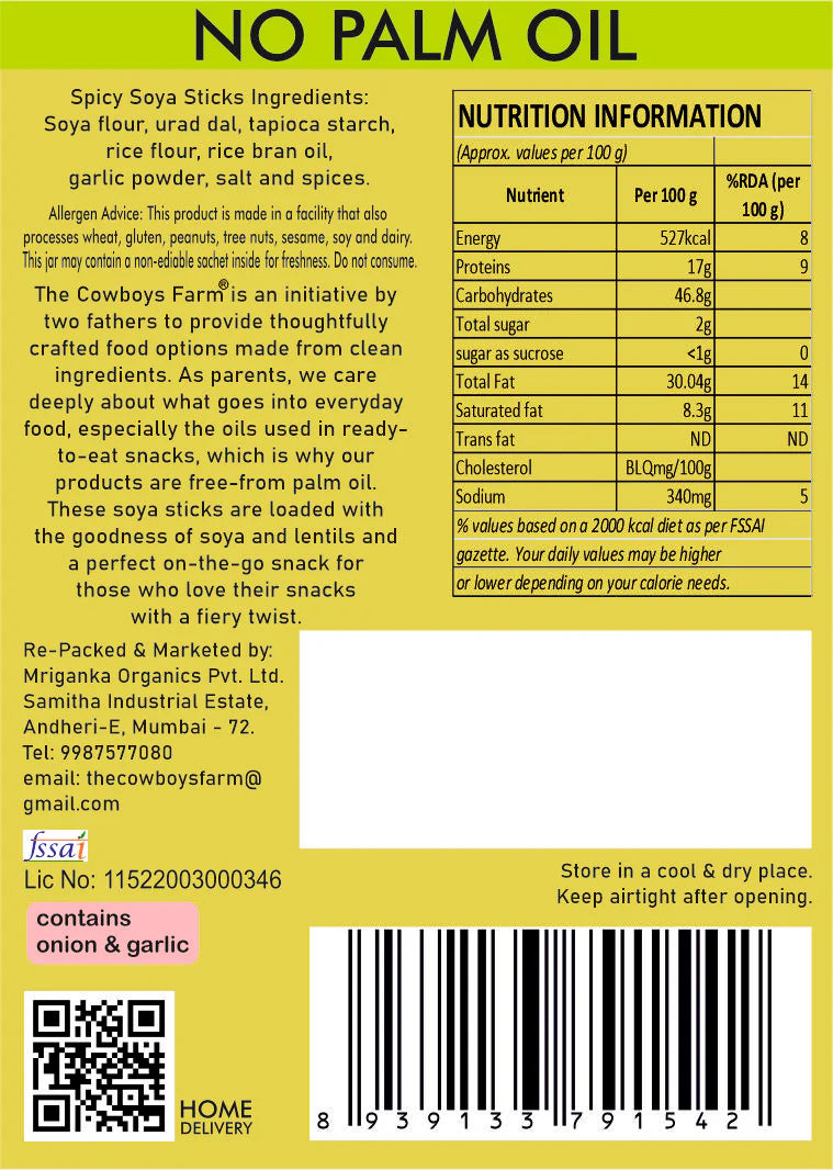 Soya Sticks | Spicy Soya Sticks-Gluten Free – No Preservative Free &amp; Chemical Free – The Cow Boys Farm – 350 gm