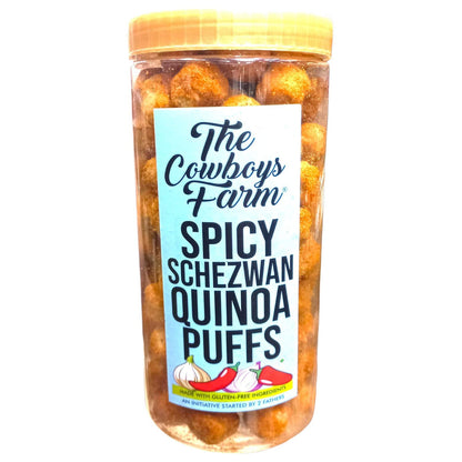 Quinoa Puffs | Spicy Schezwan Quinoa Puffs - Gluten Free, Palm Oil Free &amp; No Added Preservatives - The Cow Boys Farm – 170gm