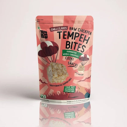 Tempeh Bites | Chickpea Tempeh Bites Chilli Flakes (27g Protein)- Dehydrated Supercubes, Fermented Whole Chickpeas (Raw Chickpea) -Vegan, Gluten Free - No Artificial Color , Soy-Free &amp; No Artificial Preservatives – Tempewala – 100gm