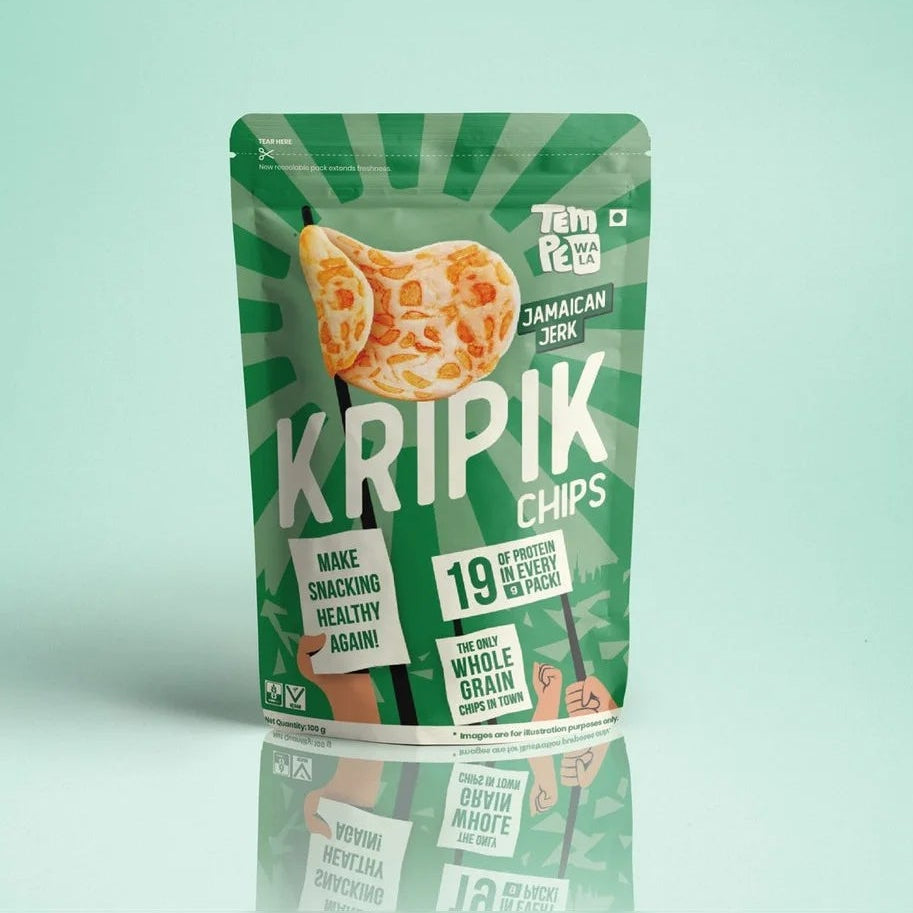 Chips | Jamaican Jerk Chips (19g Protein)- Kripik Tempeh  Chips -Vegan, Gluten Free - No Artificial Color ,Palm Oil &amp; No Artificial Preservatives – Tempewala – 100gm