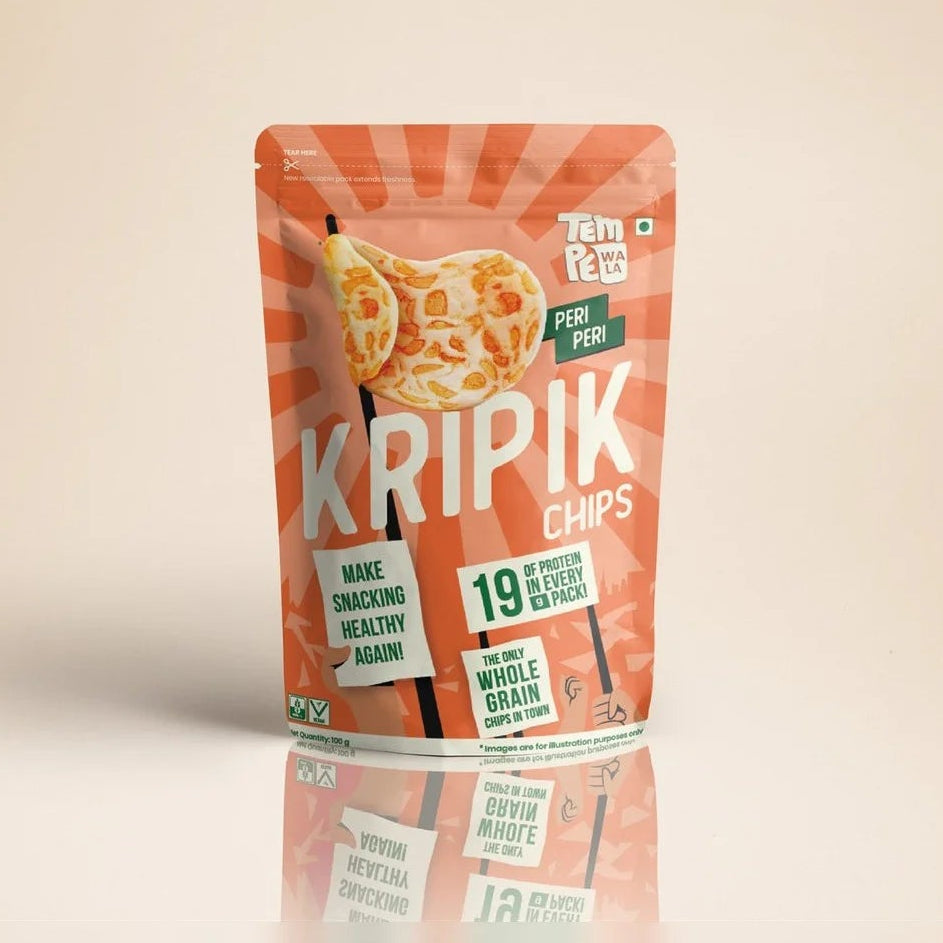 Chips | Kripik Tempeh  Peri Peri Chips (19g Protein) -Vegan, Gluten Free - No Artificial Color ,Palm Oil &amp; No Artificial Preservatives – Tempewala – 100gm