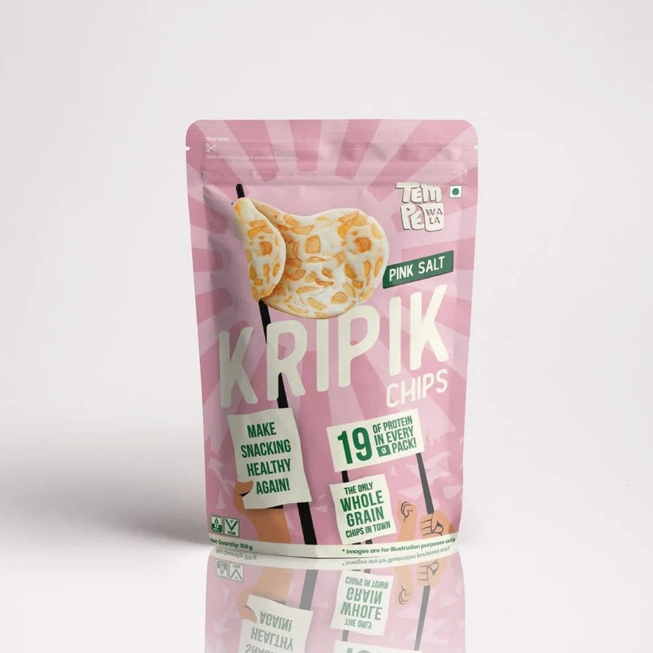 Chips | Kripik Tempeh Chips Pink Salt (19g Protein) -Vegan, Gluten Free, No Artificial Color ,Palm Oil & No Artificial Preservatives – Tempewala – 100gm