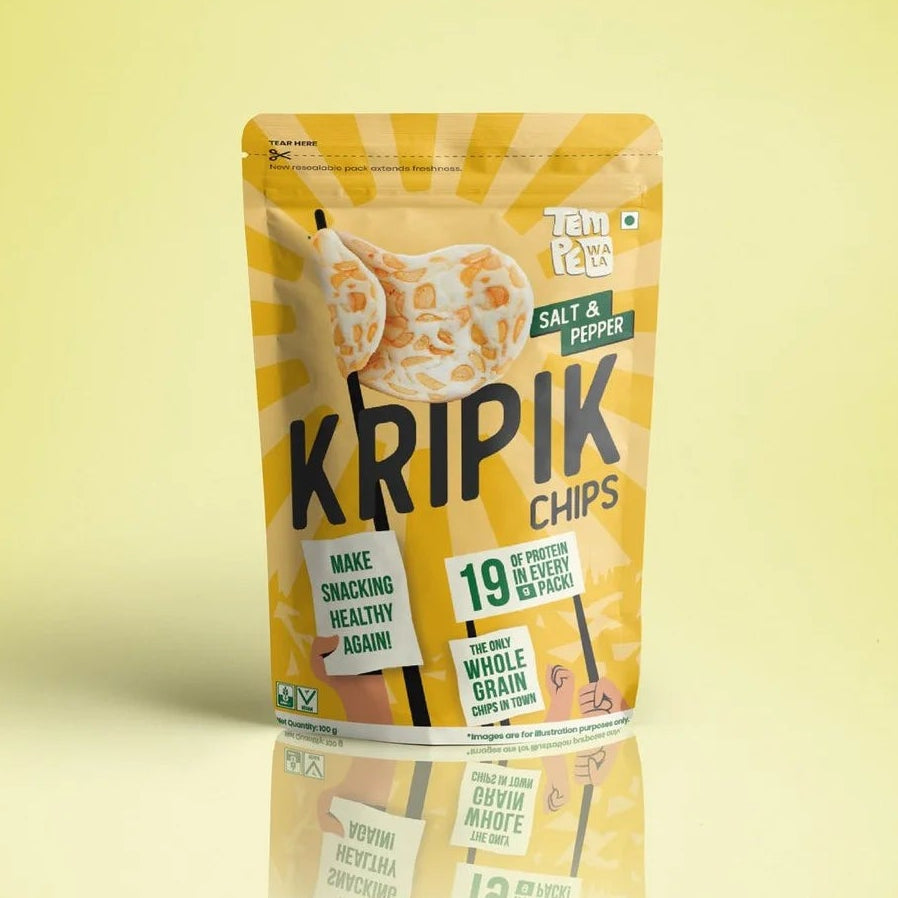 Chips | Kripik Tempeh Salt &amp; Pepper Chips (19g Protein) -Vegan, Gluten Free - No Artificial Color ,Palm Oil &amp; No Artificial Preservatives – Tempewala – 100gm