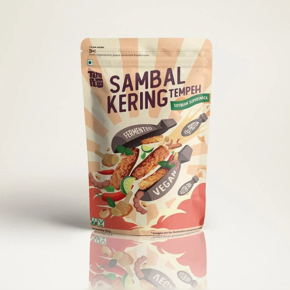 Tempeh | Sambal Kering Tempeh (21g Protein) -Ready To Eat –Vegan, Gluten Free-High-protein -No Artificial Color &amp; No Artificial Preservatives– Tempewala – 100gm