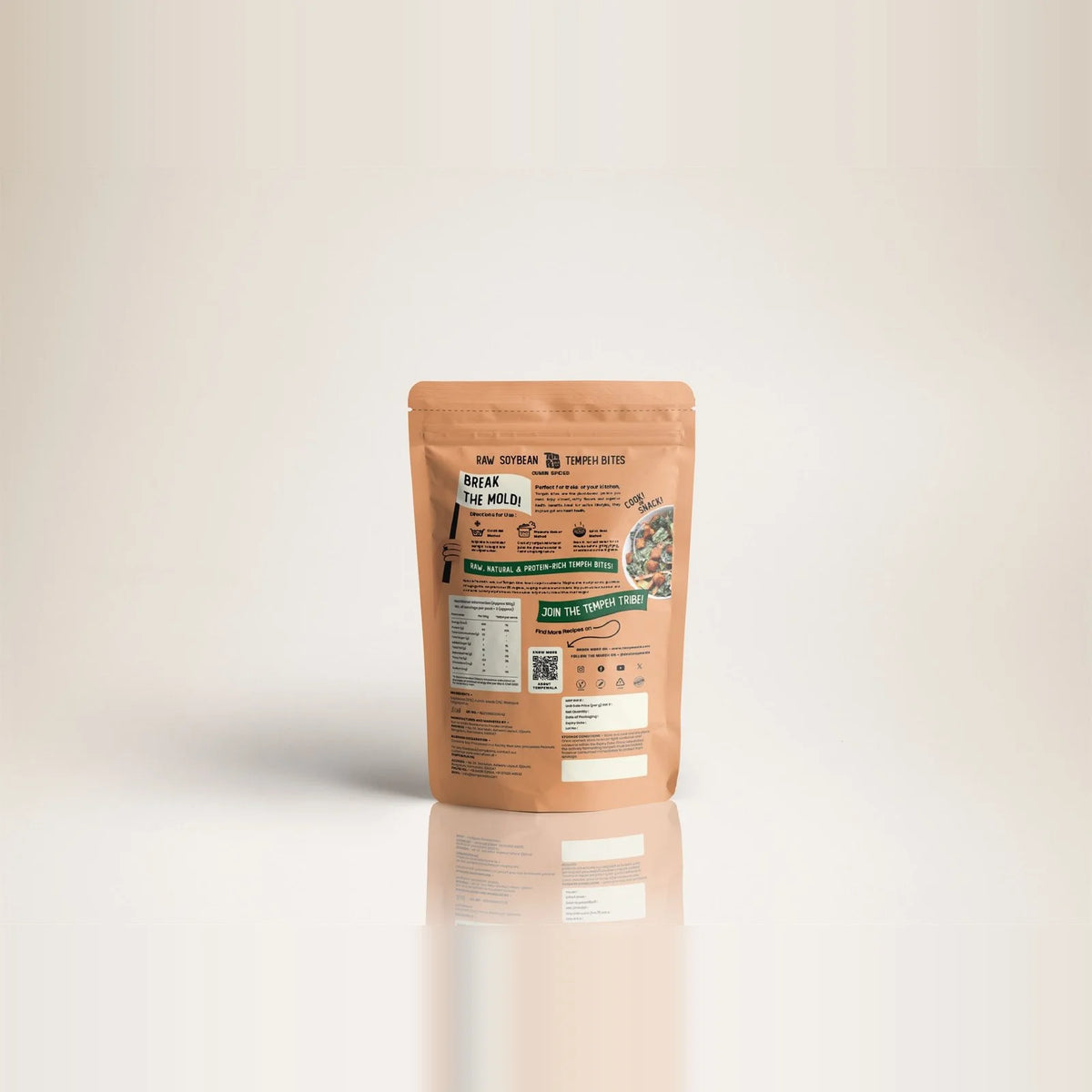 Tempeh Bites | Soy Tempeh Bites Cumin (60g Protein)- Dehydrated Supercubes, Fermented Whole Chickpeas (Raw Chickpea) -Vegan, Gluten Free - No Artificial Color , Soy-Free &amp; No Artificial Preservatives – Tempewala – 100gm