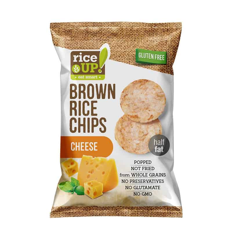 Chips | Brown Rice Chips With Cheese - Vegan, Gluten Free, Not Fried - RiceUp - 60gm