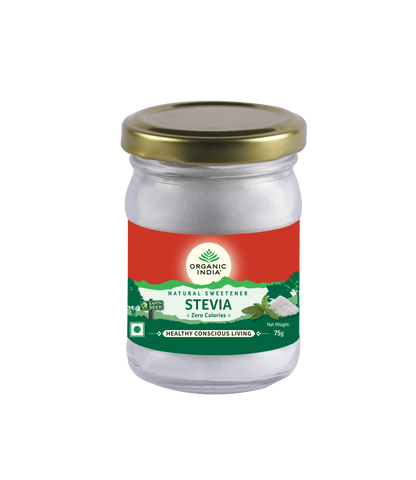 Stevia Powder | Natural Sweetener (Made From The Leaves Of The Stevia Rebaudiana Plant) - Natural - Zero Calories &amp;amp; Sugar Free - Organic India - 75gm