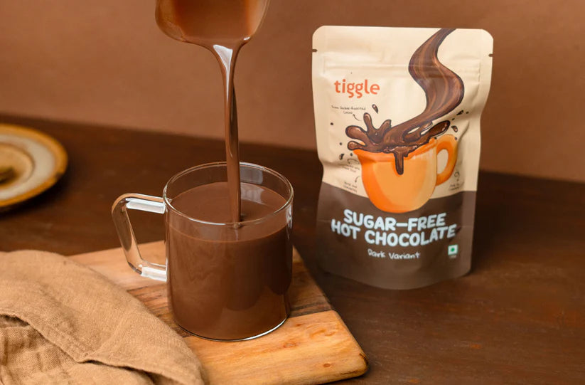 Chocolate Mix | Sugar Free Dark Hot Chocolate Mix - Vegan, Gluten Free-No Sugar &amp; Chemical Free - Tiggle - Make 10 Cups - 100gm
