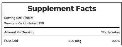 Folic Acid | Supports Cariovascular Health - Gluten Free, No Artificial Flavor, Sugar Free, Dairy Free, No Soy &amp; Sodium Free - Nature&