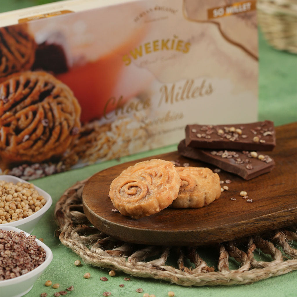 Cookies | Choco Millets Sweekies- Ethical Sweets - No Preservatives - No Added Colours - No Artificial Flavours - Suryan Organic- 150gm (8pcs)