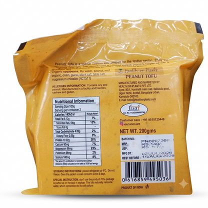Peanut Tofu | 38gm Protein – Vegan &amp; Keto Friendly - Health on Plants – 200gm