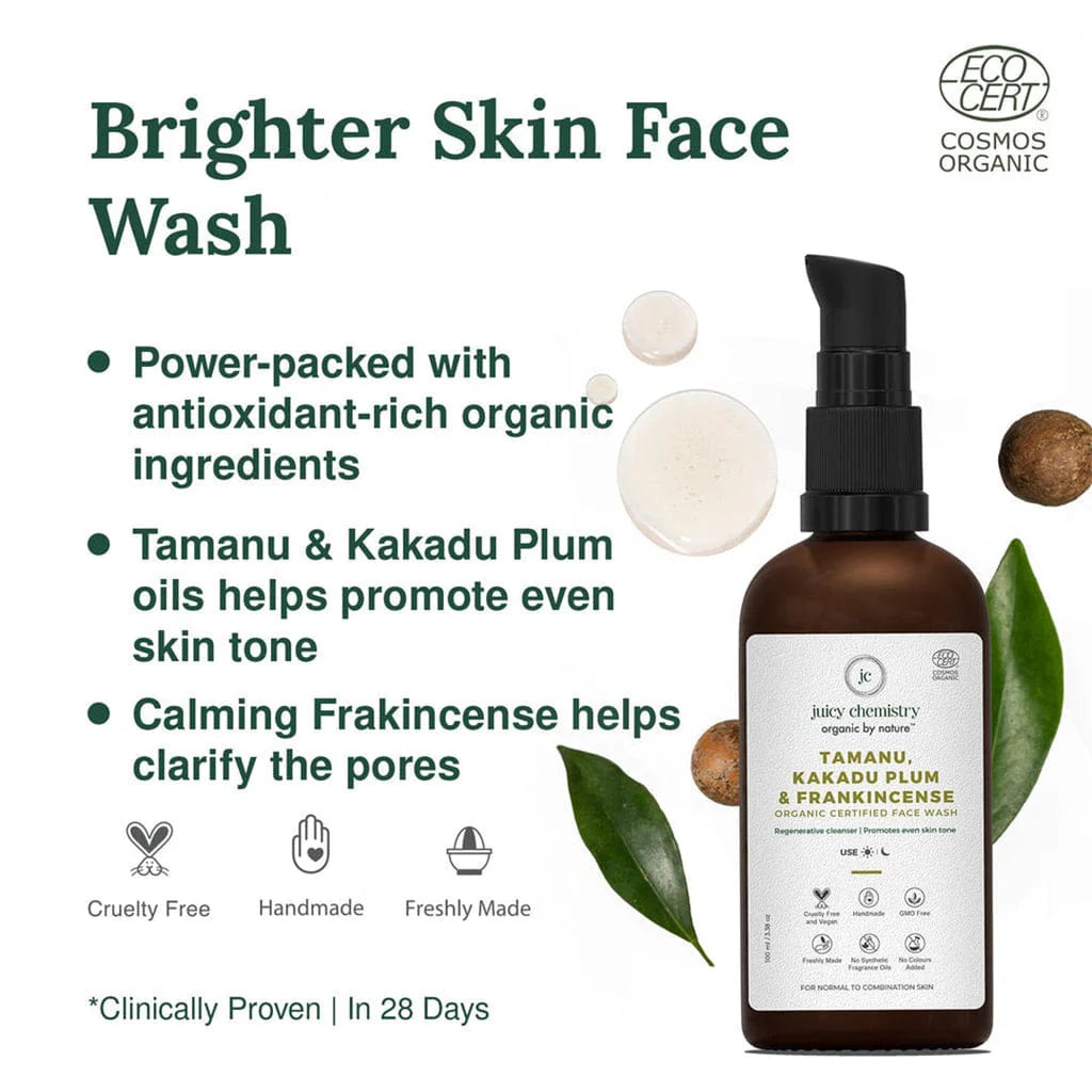Tamanu, Kakadu Plum &amp;amp; Frankincense Organic Face Wash - Juicy Chemistry - 100ml
