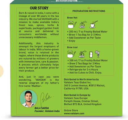 Himalayan Green Tea - Organic - Vahdam - 15Tea Bags