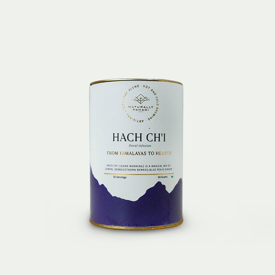 Tea | Floral Herbal (A Perfect Blend Of Lemongrass, Sea buckthorn Berries, Blue Pea & Ginger) – Hach Ch’l – Boost Immunity – Lowers Hypertension – Elevates Mood – Naturally Grown – Sugar Free, Chemical Free & Caffeine Free – Naturally Pahadi – 50gm