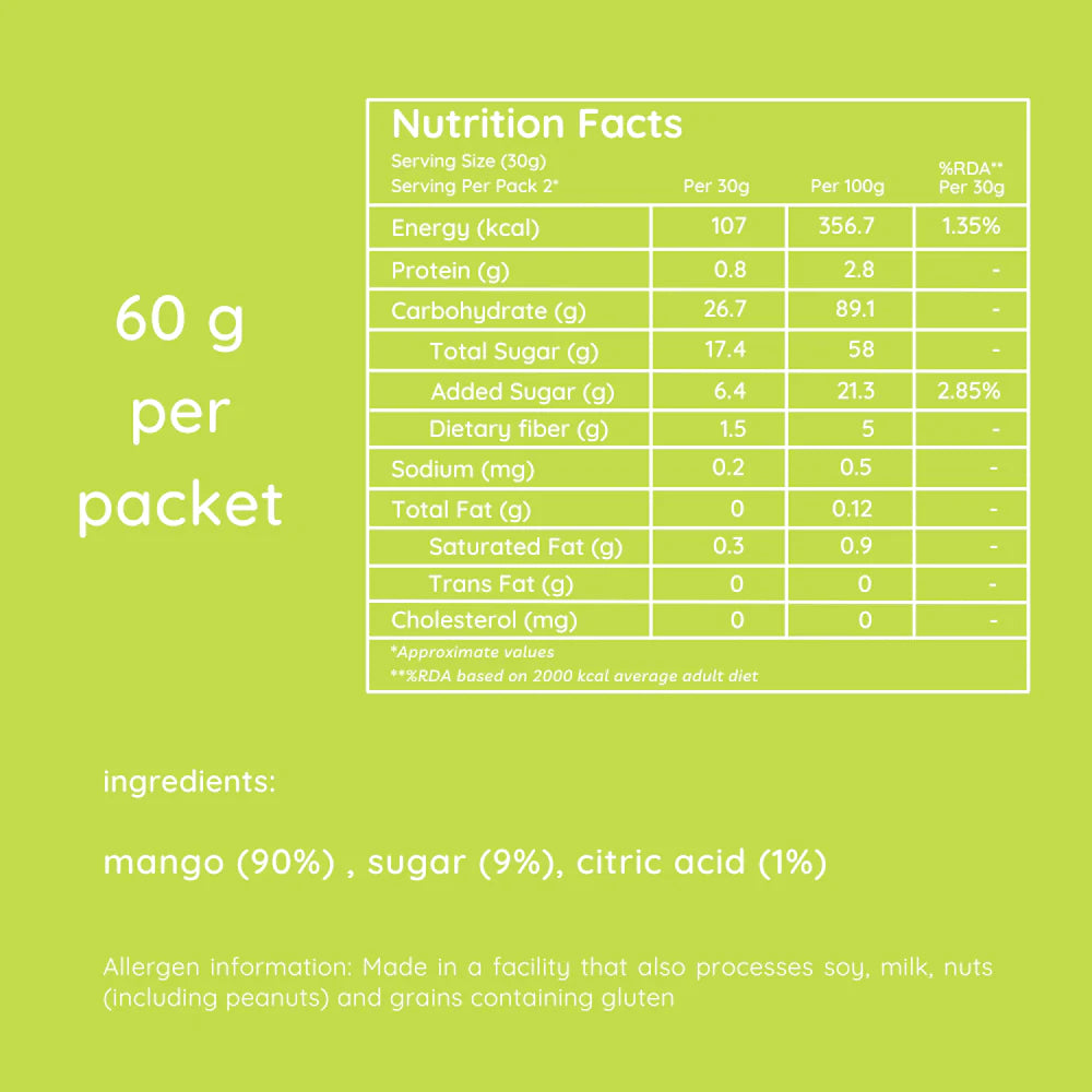 Thai Mango Slices | Bare - All Natural - Vegan, Gluten Free, Trans Fat Free, Non GMO &amp;amp; No Added Artificial Flavor - natch - 60gm