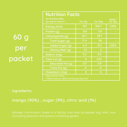 Thai Mango Slices | Bare - All Natural - Vegan, Gluten Free, Trans Fat Free, Non GMO &amp;amp; No Added Artificial Flavor - natch - 60gm