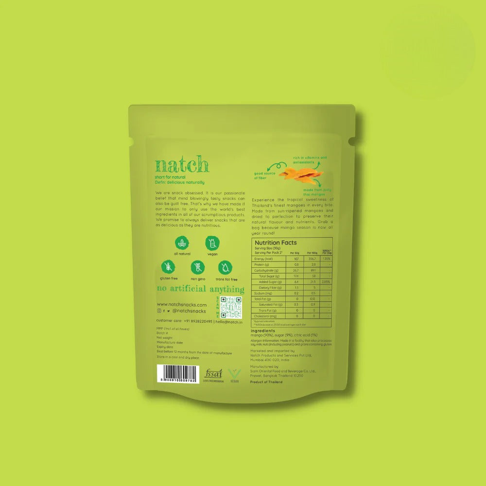 Thai Mango Slices | Bare – All Natural – Vegan, Gluten Free, Trans Fat Free, Non GMO & No Added Artificial Flavor – natch – 150gm